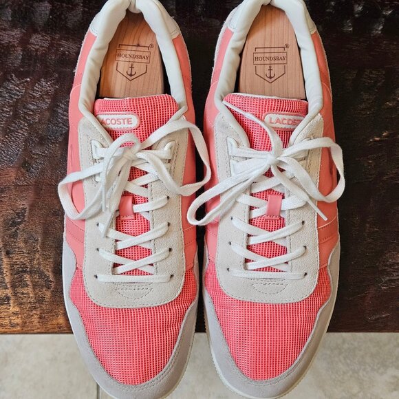 Lacoste Men's Fashion Sneakers, Salmon/Gray, Sz 12 - Picture 2 of 16